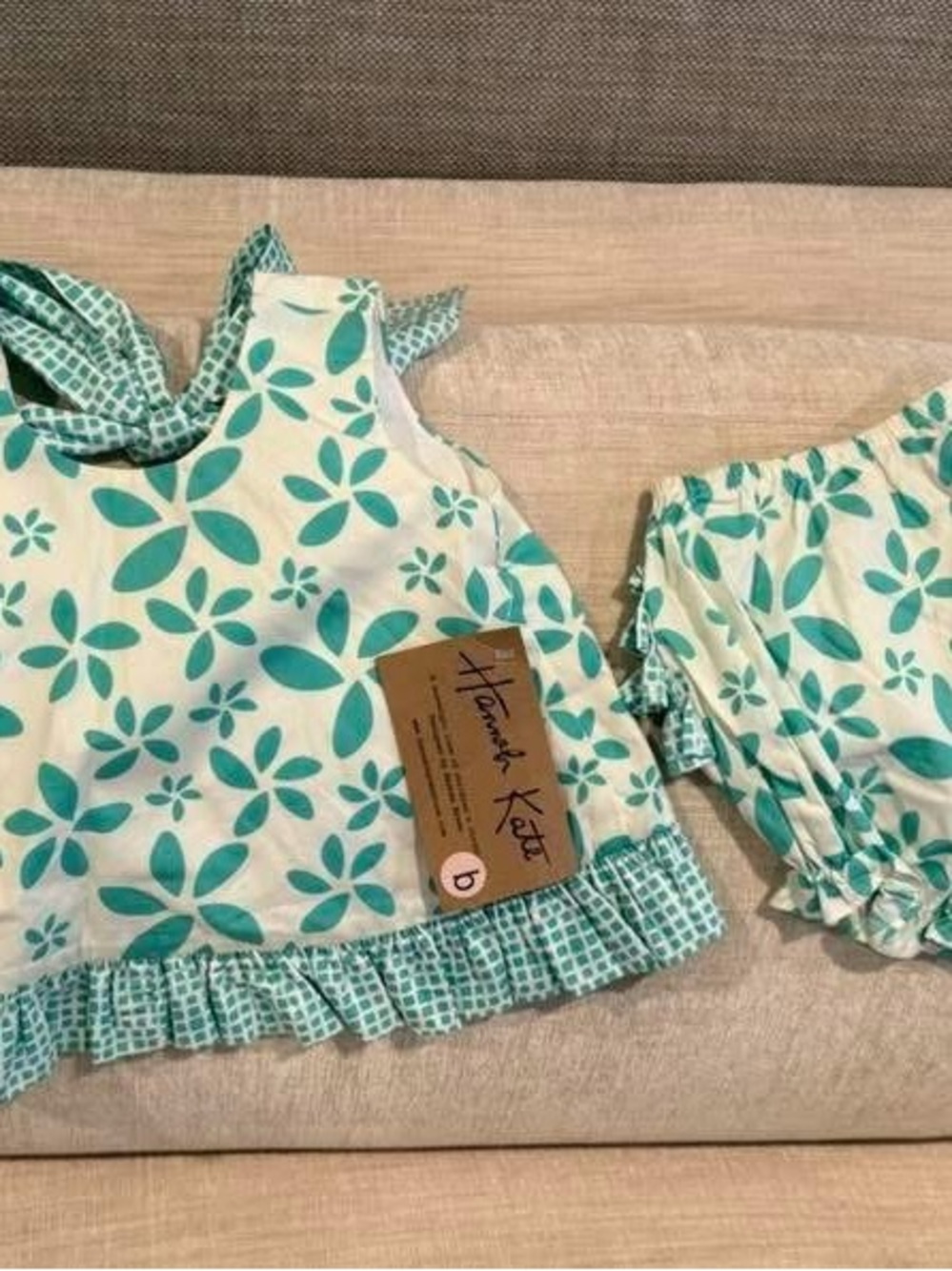 Hannah Kate Teal & White Floral Kids Matching Set